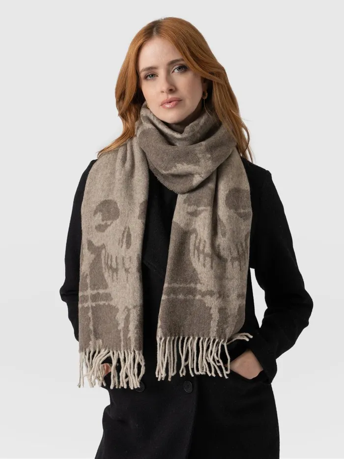 Saint And Sofia Scarves and Hats Women Sutton Skull Scarf 8211 Beige Beige