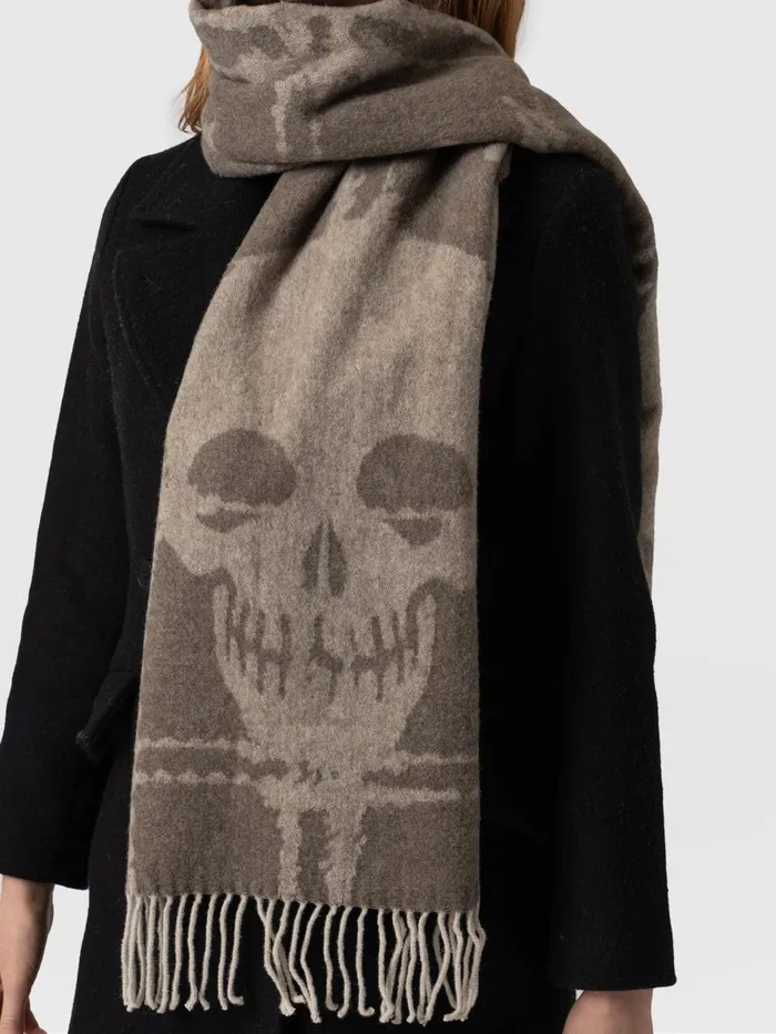Saint And Sofia Scarves and Hats Women Sutton Skull Scarf 8211 Beige Beige