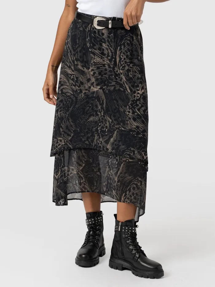 Saint And Sofia Skirts Women Etta Layered Skirt 8211 Spot Feather Spot Feather