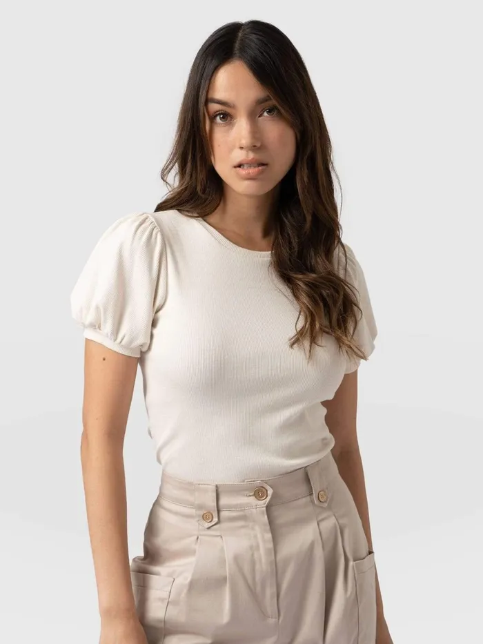 Saint And Sofia TShirts and Tanks Women Cavendish Tee 8211 Cream Cream