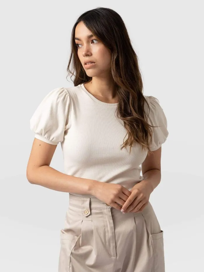 Saint And Sofia TShirts and Tanks Women Cavendish Tee 8211 Cream Cream