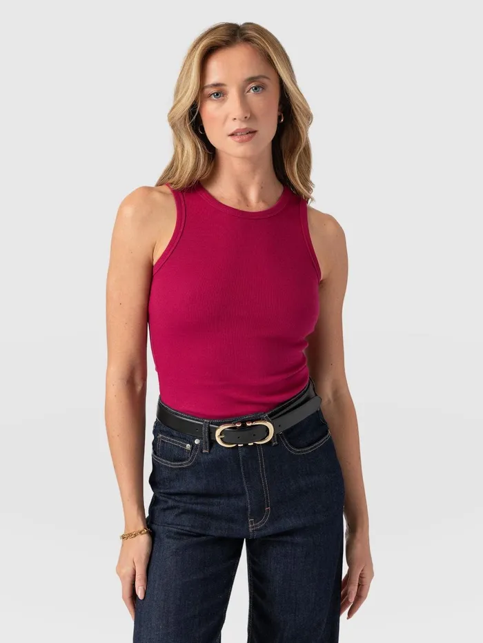 Saint And Sofia TShirts and Tanks Women Nova Racer Vest 8211 Fuchsia Pink Fuchsia Pink