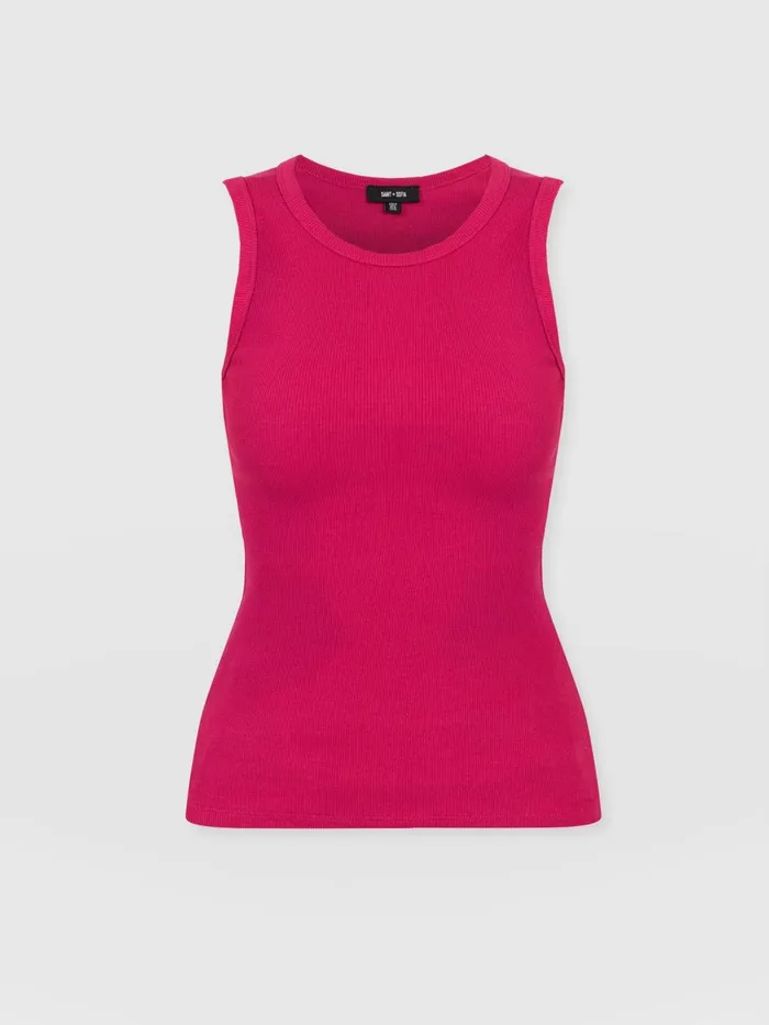 Saint And Sofia TShirts and Tanks Women Nova Racer Vest 8211 Fuchsia Pink Fuchsia Pink