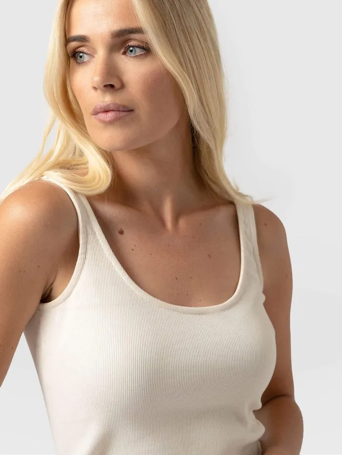 Saint And Sofia TShirts and Tanks Women Rib Cami 8211 Cream Cream
