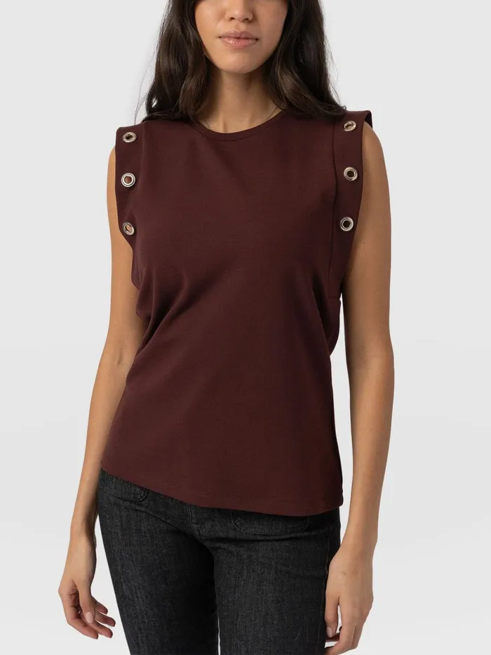 Saint And Sofia TShirts and Tanks Women Rowan Tee 8211 Maroon Eyelet Maroon Eyelet