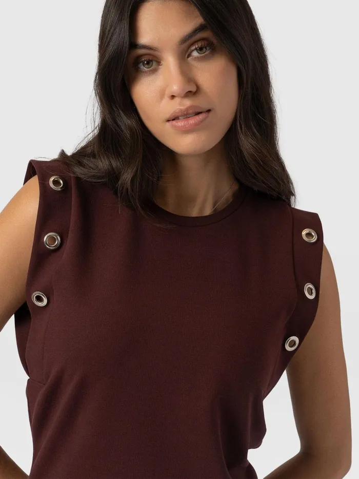 Saint And Sofia TShirts and Tanks Women Rowan Tee 8211 Maroon Eyelet Maroon Eyelet
