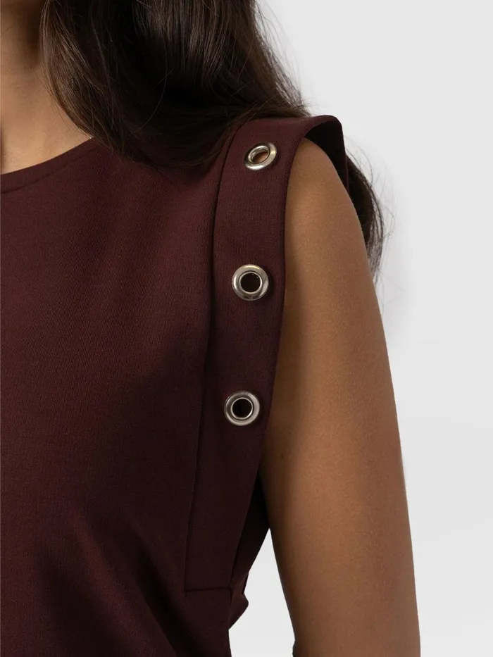 Saint And Sofia TShirts and Tanks Women Rowan Tee 8211 Maroon Eyelet Maroon Eyelet