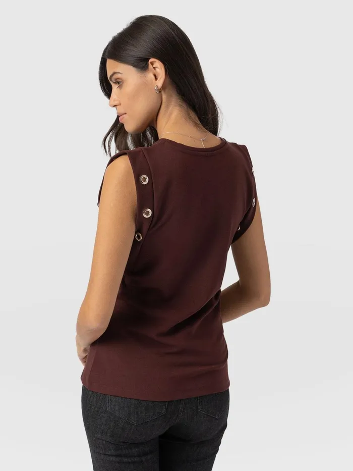 Saint And Sofia TShirts and Tanks Women Rowan Tee 8211 Maroon Eyelet Maroon Eyelet