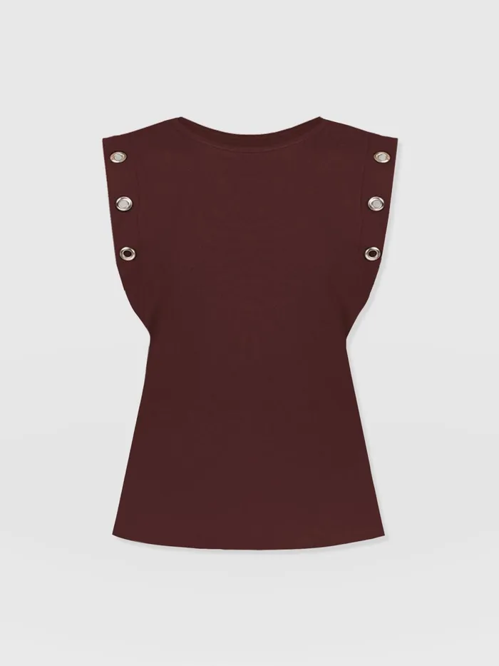 Saint And Sofia TShirts and Tanks Women Rowan Tee 8211 Maroon Eyelet Maroon Eyelet