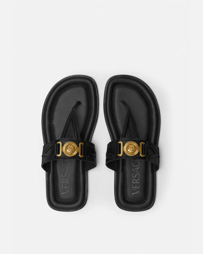 Sandals and Slides Men Versace Medusa Biggie Sandals Blackgold