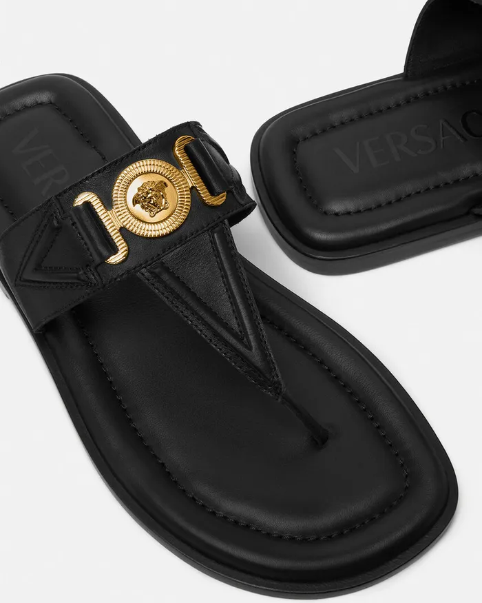 Sandals and Slides Men Versace Medusa Biggie Sandals Blackgold