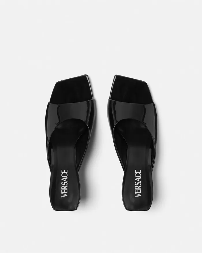 Sandals Women Versace V2025 Patent Mules 55 Mm Blackgold