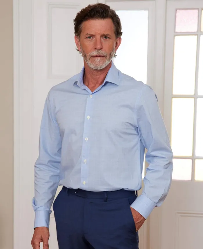 Savile Row Company Blue Cotton Prince Of Wales Check Slim Fit Formal Shirt 8211 Single Cuff Men Formal Shirts Savile Row Company Blue Cotton Prince Of Wales Check Slim Fit Formal Shirt 8211 Single Cuff Men Formal Shirts
