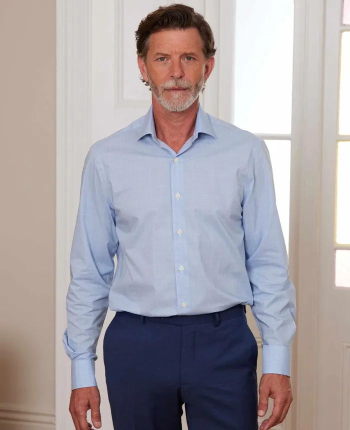 Savile Row Company Blue Cotton Prince Of Wales Check Slim Fit Formal Shirt 8211 Single Cuff Men Formal Shirts Savile Row Company Blue Cotton Prince Of Wales Check Slim Fit Formal Shirt 8211 Single Cuff Men Formal Shirts