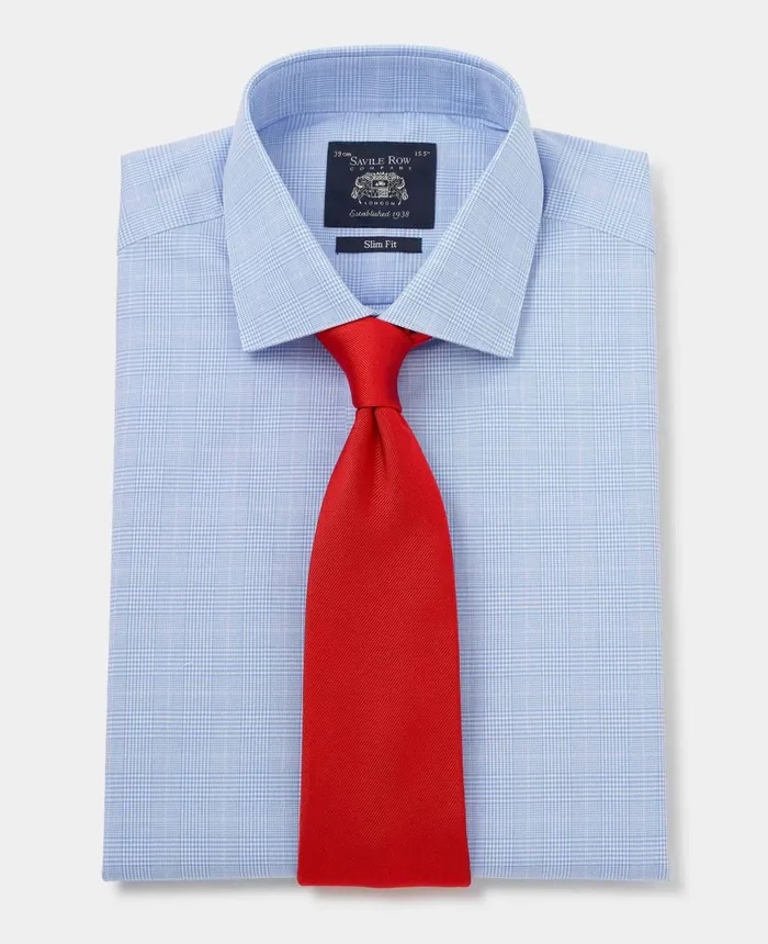 Savile Row Company Blue Cotton Prince Of Wales Check Slim Fit Formal Shirt 8211 Single Cuff Men Formal Shirts Savile Row Company Blue Cotton Prince Of Wales Check Slim Fit Formal Shirt 8211 Single Cuff Men Formal Shirts