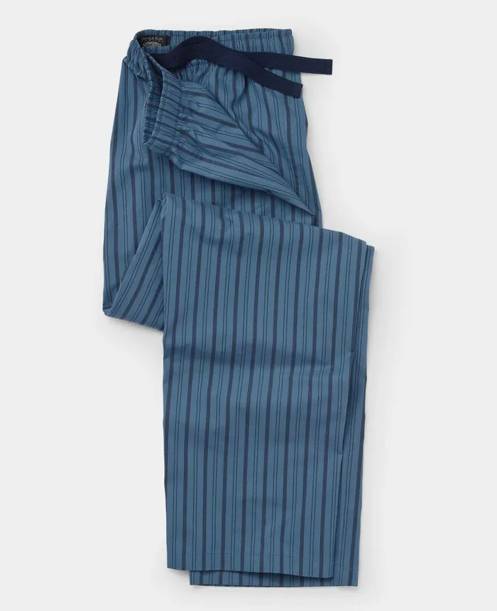 Savile Row Company Blue Navy Stripe Cotton Lounge Pants Blue Navy Stripe Men Lounge Pants