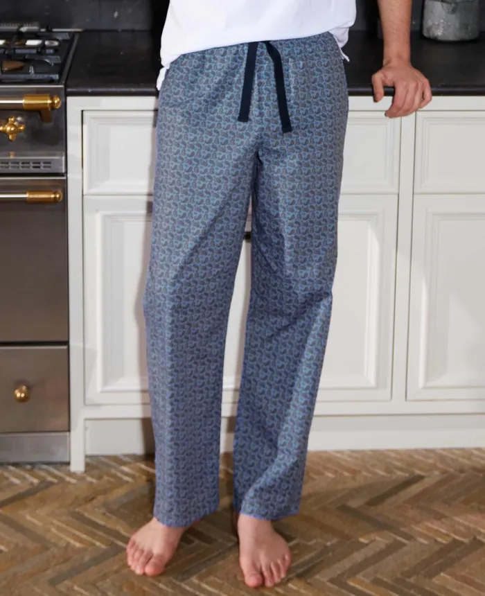 Savile Row Company Blue Paisley Print Cotton Lounge Pants Blue Navy Print Men Lounge Pants Savile Row Company Blue Paisley Print Cotton Lounge Pants Blue Navy Print Men Lounge Pants