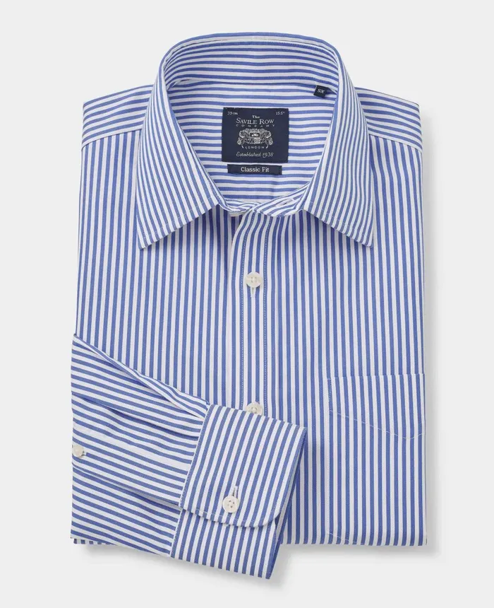 Savile Row Company Blue Twill Stripe Classic Fit NonIron Formal Shirt 8211 Single Cuff Men NonIron Shirts Savile Row Company Blue Twill Stripe Classic Fit NonIron Formal Shirt 8211 Single Cuff Men NonIron Shirts