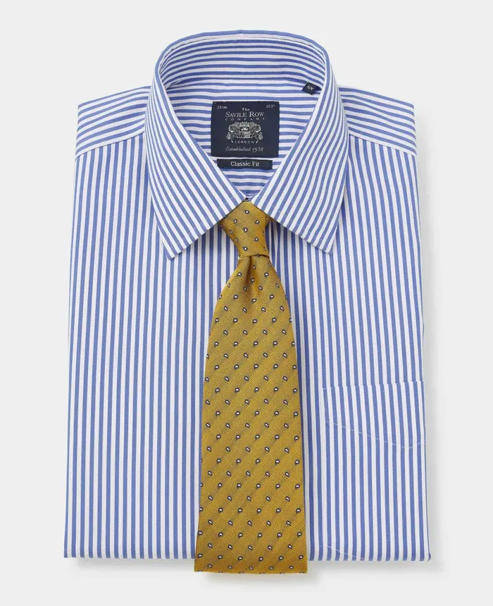 Savile Row Company Blue Twill Stripe Classic Fit NonIron Formal Shirt 8211 Single Cuff Men NonIron Shirts Savile Row Company Blue Twill Stripe Classic Fit NonIron Formal Shirt 8211 Single Cuff Men NonIron Shirts