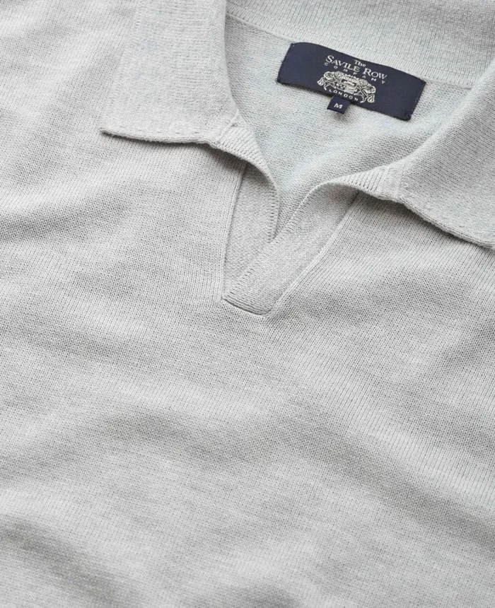 Savile Row Company Light Grey CottonBlend Open Collar Knit Polo Grey Men Casual Tops Savile Row Company Light Grey CottonBlend Open Collar Knit Polo Grey Men Casual Tops