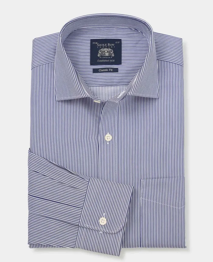 Savile Row Company Navy Cotton Twill Classic Fit Striped Formal Shirt 8211 Single Cuff Navy Stripe Men Formal Shirts Savile Row Company Navy Cotton Twill Classic Fit Striped Formal Shirt 8211 Single Cuff Navy Stripe Men Formal Shirts