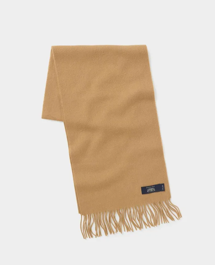 Savile Row Company Tan Fringed Wool Scarf Tan Men Scarves