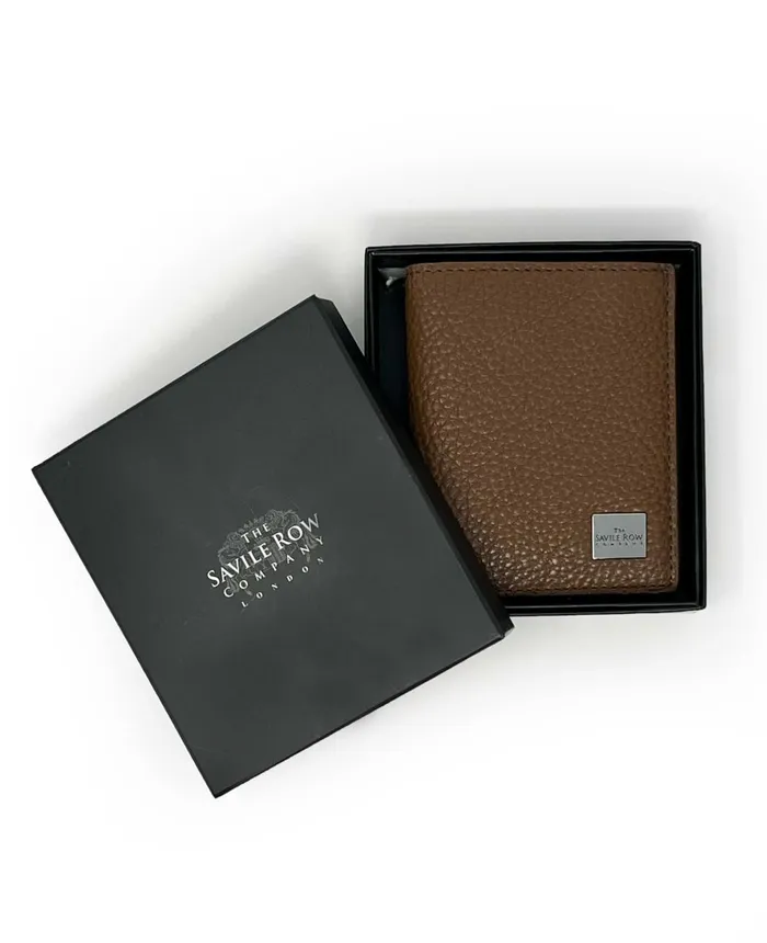 Savile Row Company Tan Textured Leather Billfold Wallet Men Leather Goods