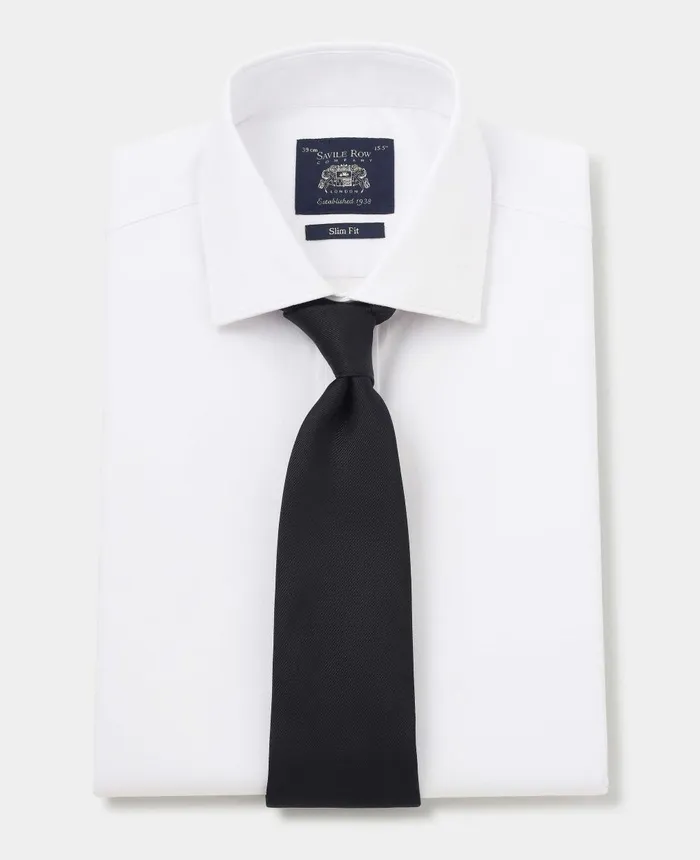 Savile Row Company White Stretch Cotton Slim Fit Formal Shirt 8211 Single Cuff White Men Formal Shirts