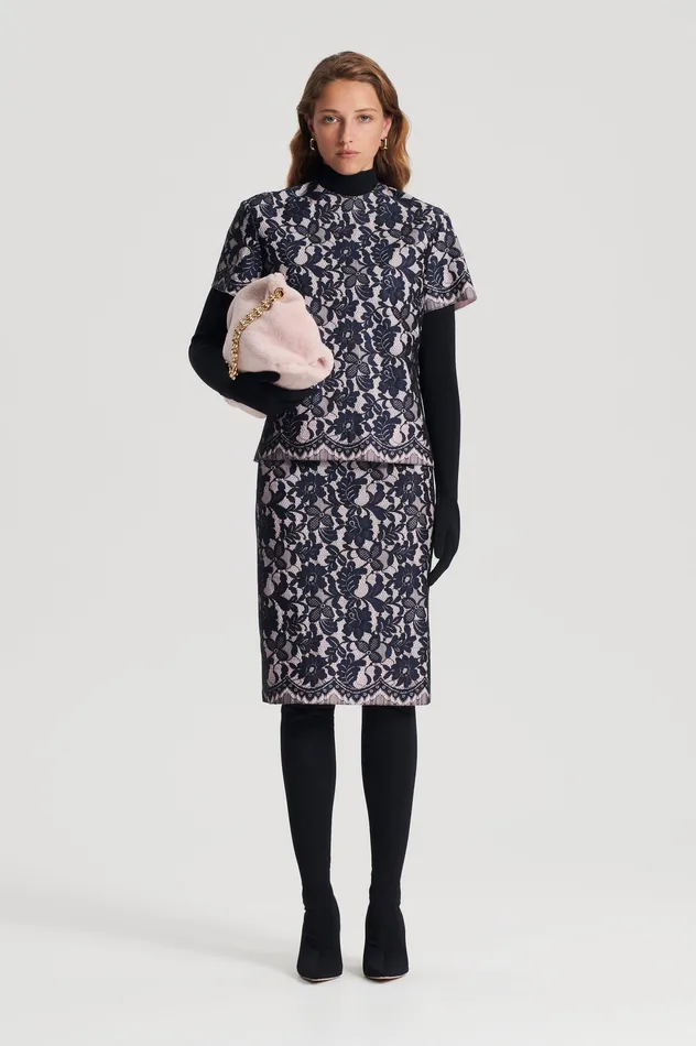 Scanlan Theodore BONDED LACE SKIRT NAVY Women Skirts