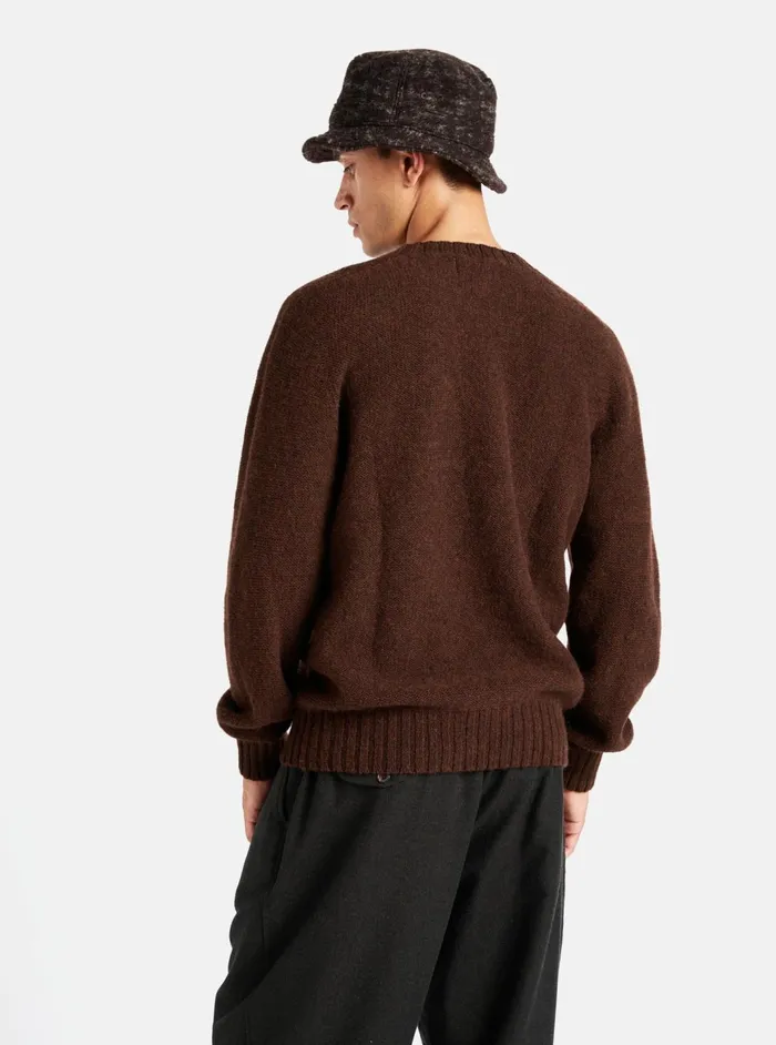 Seamless Crew In Coffee Supersoft Knit Men Universal Works Knitwear