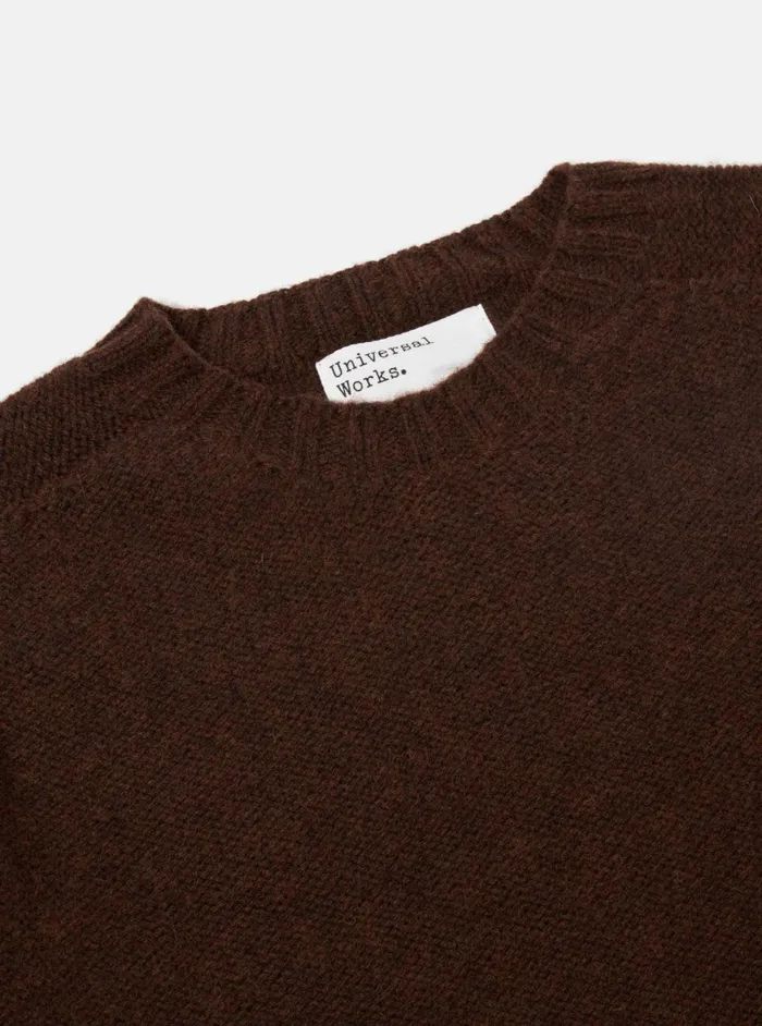 Seamless Crew In Coffee Supersoft Knit Men Universal Works Knitwear