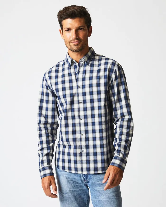 Shirting Men Billy Reid Shadow Plaid Tuscumbia Shirt Hidden Bd Bluenatural