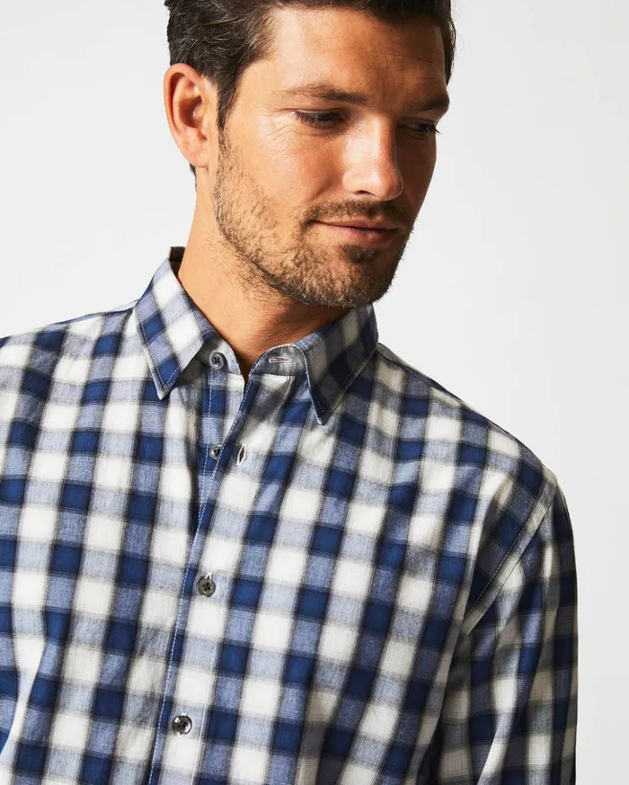 Shirting Men Billy Reid Shadow Plaid Tuscumbia Shirt Hidden Bd Bluenatural