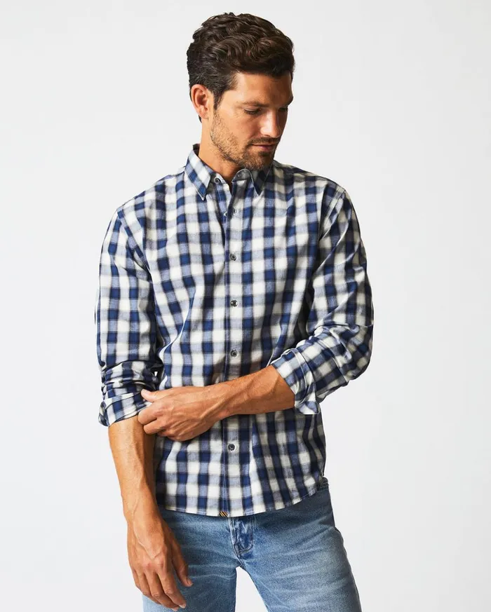 Shirting Men Billy Reid Shadow Plaid Tuscumbia Shirt Hidden Bd Bluenatural