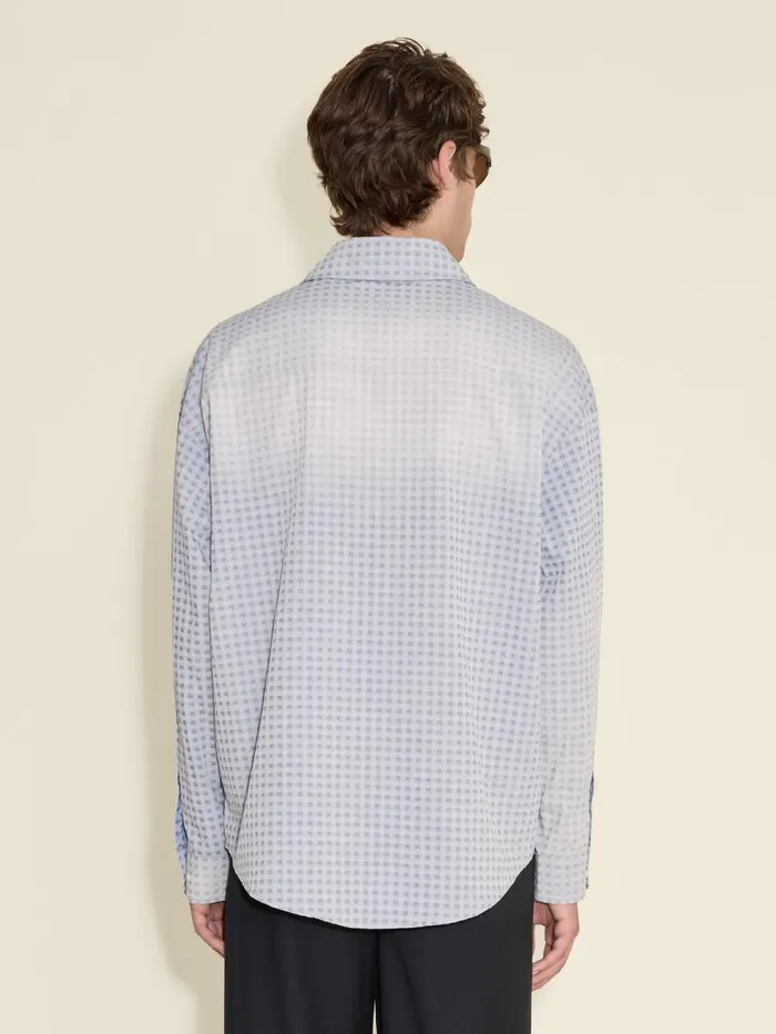 Shirts and Tops Men Holzweiler Cave Faded Check Shirt Lt Blue
