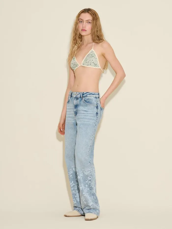 Shirts and Tops Women Holzweiler Chiffon Crochet Bikini Top Green Mix