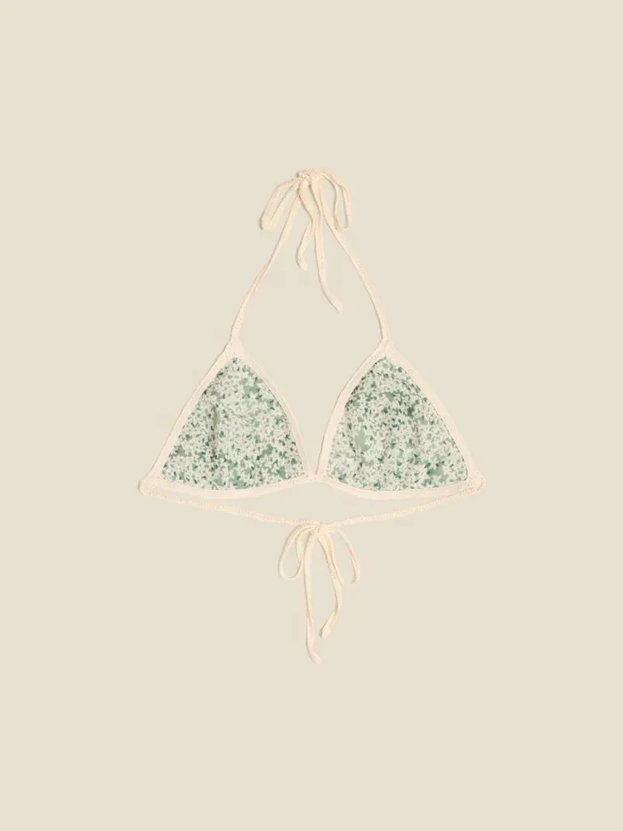 Shirts and Tops Women Holzweiler Chiffon Crochet Bikini Top Green Mix