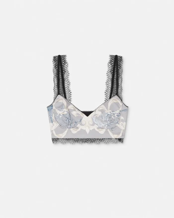 Shirts and Tops Women Versace Barocco Sea Silk Bralette Top Blueprint