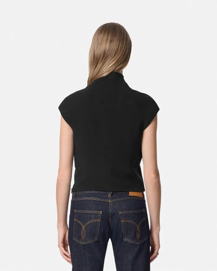 Shirts and Tops Women Versace Cady DrapedNeck Top Black