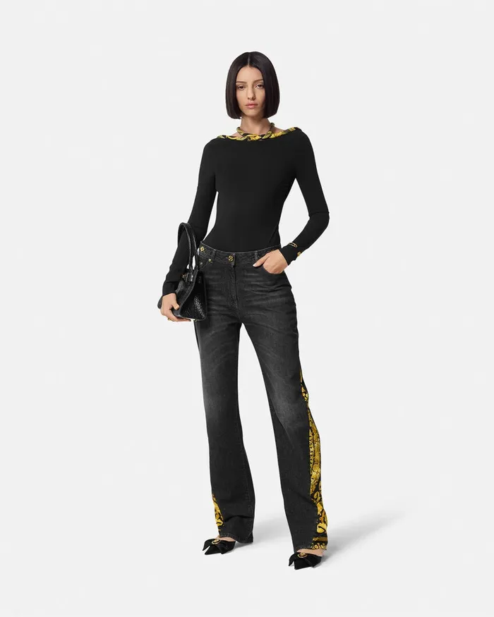 Shirts and Tops Women Versace La Coupe Des Dieux Bodysuit Black