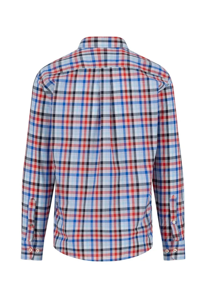 Shirts Men FYNCHHATTON Checked Shirt Made Of Fine Cotton Navyturf Greenpoppy Red