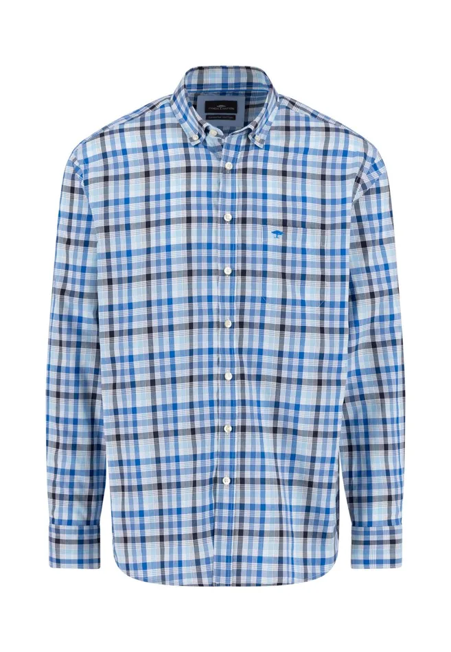 Shirts Men FYNCHHATTON Checked Shirt Made Of Fine Cotton Navyturf Greenpoppy Red