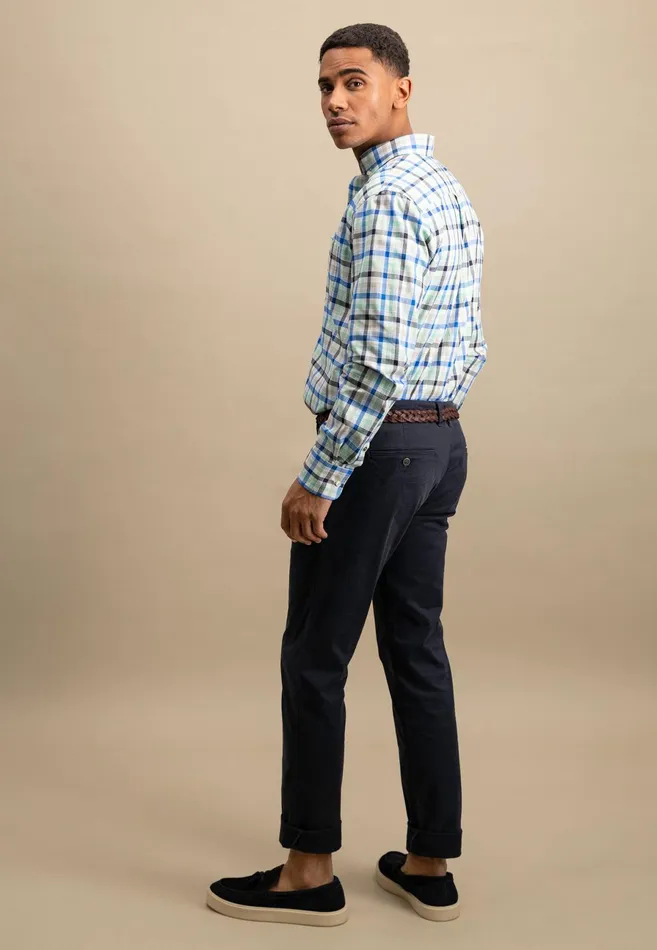Shirts Men FYNCHHATTON Checked Shirt Made Of Fine Cotton Navyturf Greenpoppy Red