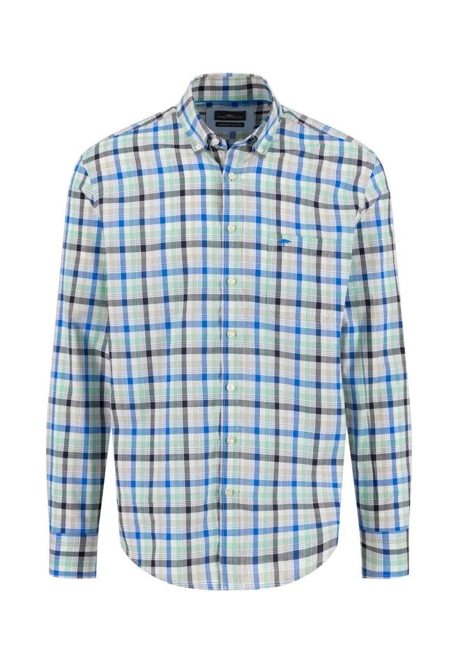 Shirts Men FYNCHHATTON Checked Shirt Made Of Fine Cotton Navyturf Greenpoppy Red