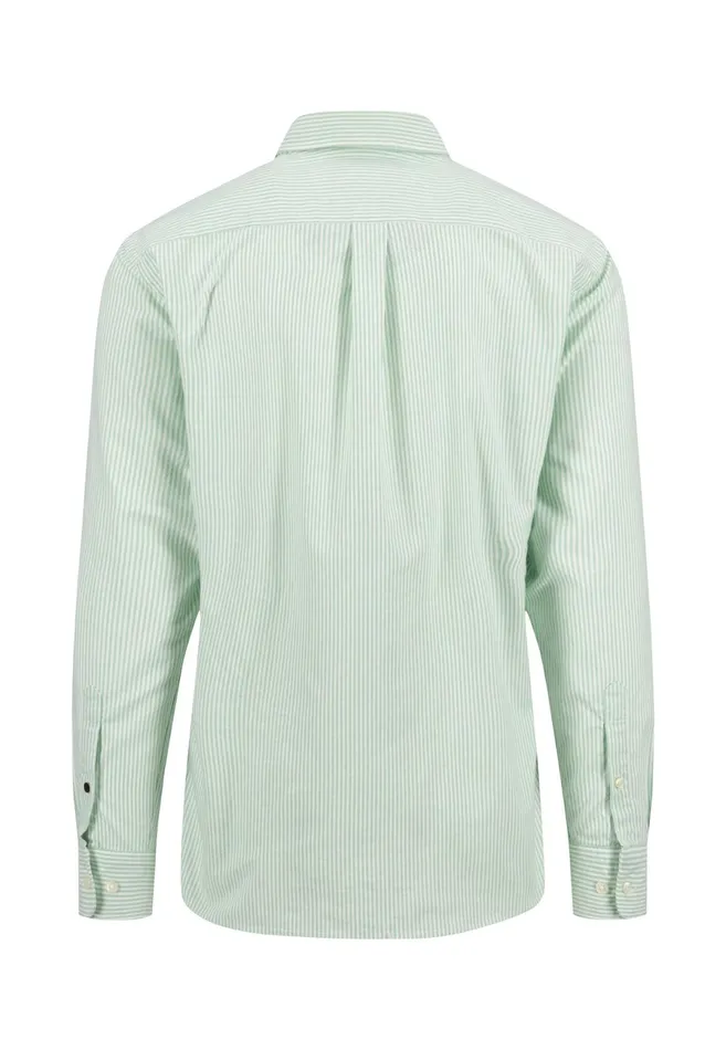 Shirts Men FYNCHHATTON Shirt In The Filigree Strip Look And Buttondown Collar Poppy Rednavyturf Green