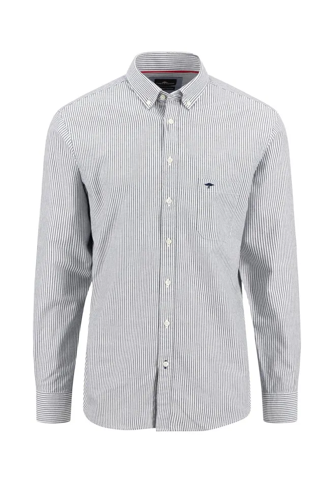 Shirts Men FYNCHHATTON Shirt In The Filigree Strip Look And Buttondown Collar Poppy Rednavyturf Green