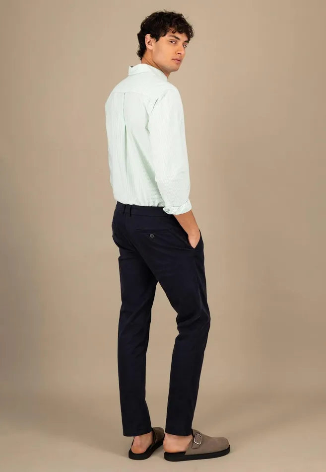 Shirts Men FYNCHHATTON Shirt In The Filigree Strip Look And Buttondown Collar Poppy Rednavyturf Green
