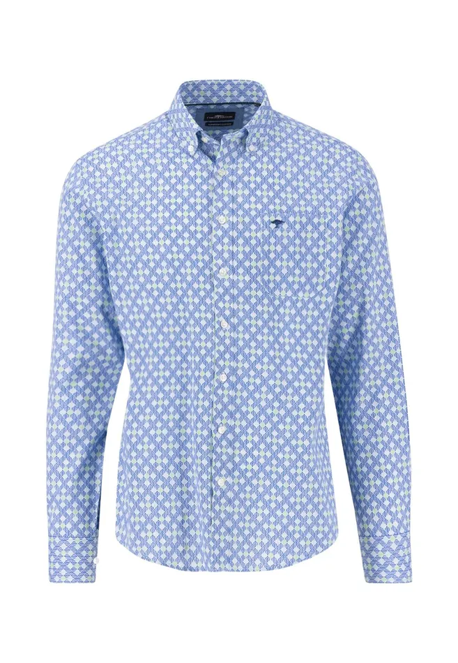 Shirts Men FYNCHHATTON Shirt With Buttondown Collar And Graphic Print Strong Bluenavy Shirts Men FYNCHHATTON Shirt With Buttondown Collar And Graphic Print Strong Bluenavy