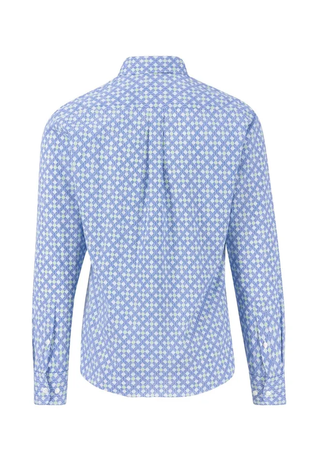 Shirts Men FYNCHHATTON Shirt With Buttondown Collar And Graphic Print Strong Bluenavy