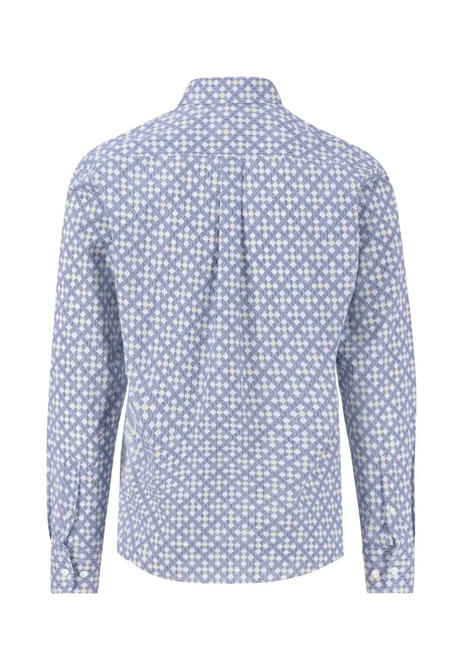 Shirts Men FYNCHHATTON Shirt With Buttondown Collar And Graphic Print Strong Bluenavy